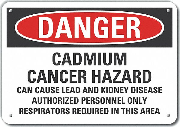 Rflct Cadmium Danger Sign 10x14in Alum
