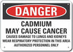 Cadmium Danger Sign 7x10in Plastic
