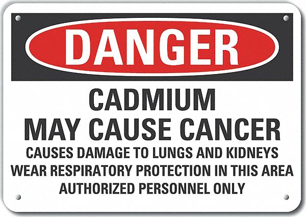 Alum Cadmium Danger Sign 10x14in Alum