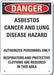Asbestos Danger Sign 10inx7in Plastic