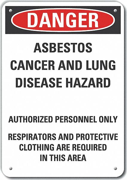 Alum Asbestos Danger Sign 14x10in Alum