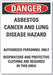 Asbestos Danger Label 14 in x 10 in