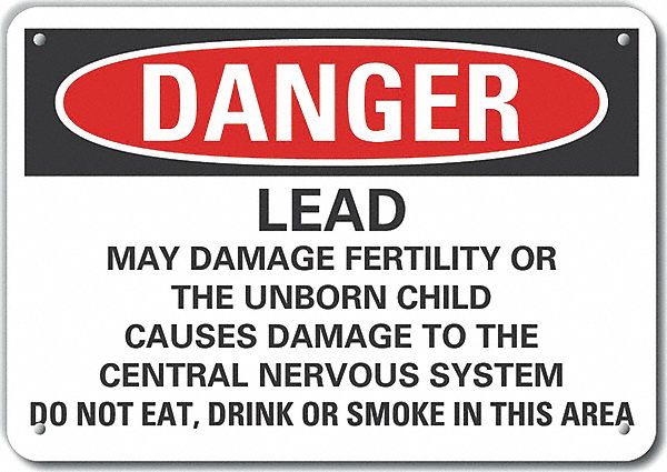 Alum Lead Hazard Danger Sign 7x10in Alum