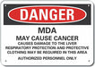 Plastic Mda Danger Sign 10x14in Plastic