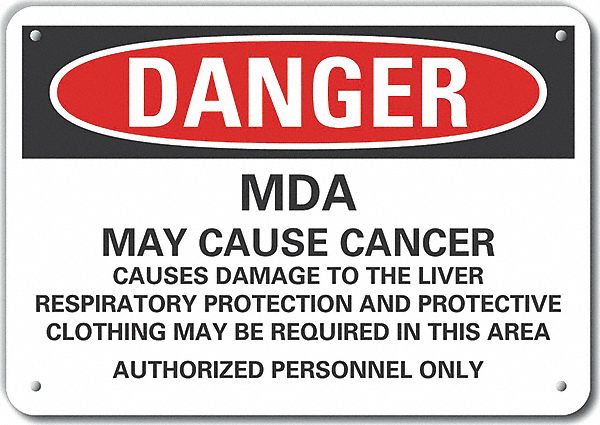 Plastic Mda Danger Sign 10x14in Plastic