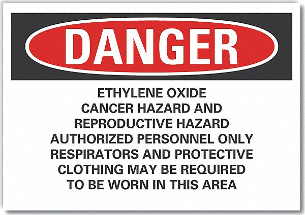 Ethylene Oxide Danger Rflct Lbl 10x14in