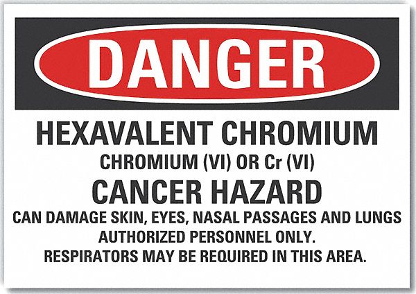 Hexavalent Chromium Danger Lbl 7x10in