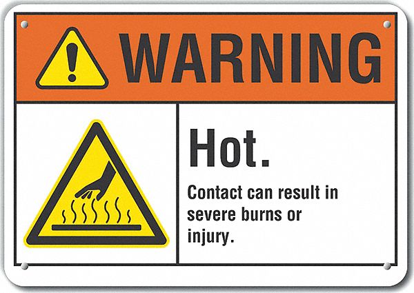 Rflctv Hot Surface Warning Sign 10x14in