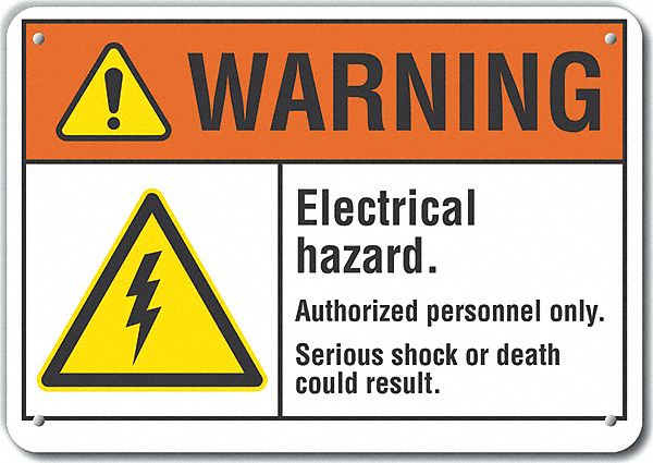 Elec Hazard Warning Sign 10x14in Plastic