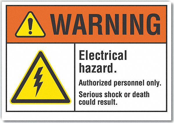 Elec Hazard Warning Rflctv Label 7x10in