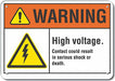 Alum High Voltage Warning Sign 10x14in