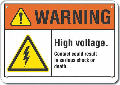 Alum High Voltage Warning Sign 10x14in