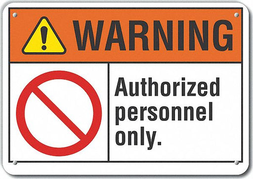 Alum Auth Personnel Warn Sign 10x14in