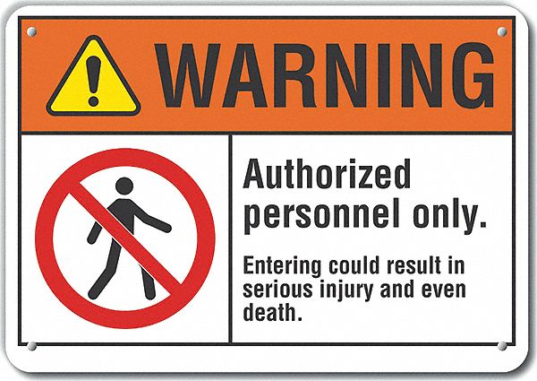 Alum Auth Personnel Warn Sign 10x14in