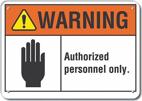 Alum Auth Personnel Warn Sign 10x14in
