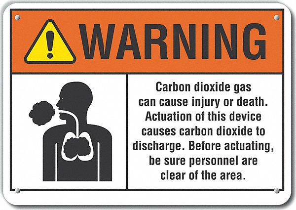 Rflct Carbon Dioxide Warn Sign 7x10in