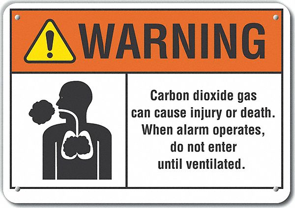 Rflct Carbon Dioxide Warn Sign 7x10in