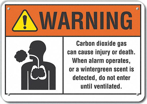 Alum Carbon Dioxide Warning Sign 7x10in