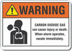 Carbon Dioxide Warn Sign 7x10in Plastic