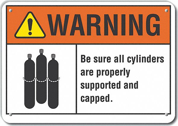 Alum Cylinder Handling Warn Sign 7x10in