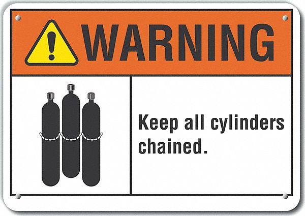 Plstc Cylinder Handling Warn Sign 7x10in
