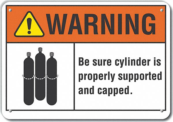 Rflct Cylinder Handling Warn Sign 7x10in
