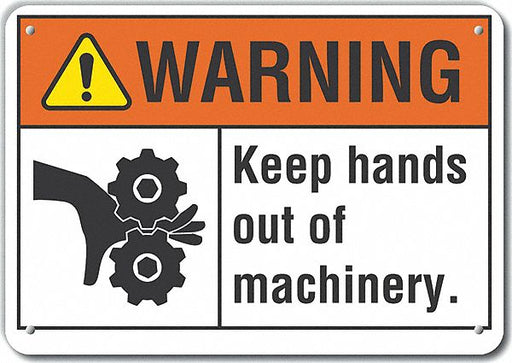 Alum Keep Hands Clear Warn Sign 10x14in