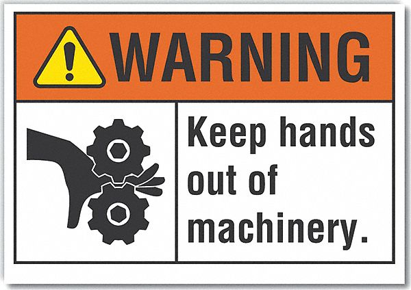 Keep Hand Clear Warn Lbl 3.5x5in Polyest