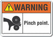 Rflct Pinch Point Warn Sign 10x14in Alum