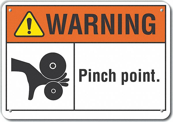 Pinch Point Warn Sign 10x14in Plastic