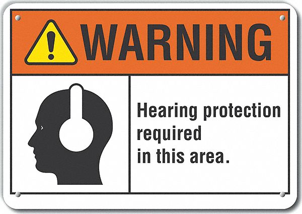 Rflctv Hearing Warning Sign 10x14in Alum