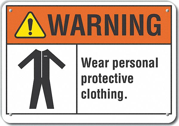 Rflct PPE Warning Sign 7x10in Aluminum