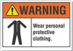 PPE Warning Rflct Label 7 in x 10 in
