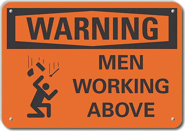 Men Working Warning Sign 7inx10in Plastc