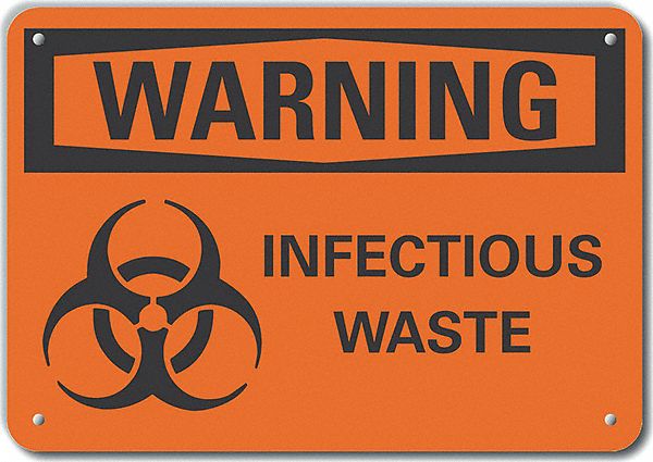 Rflctv Infectious Waste WarnSign 10x14in