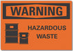 Hazardous Waste Warning Rflct Lbl 5x7in