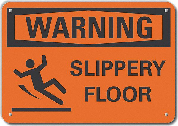 Slippery Floor Warning Sign 7x10in Plstc