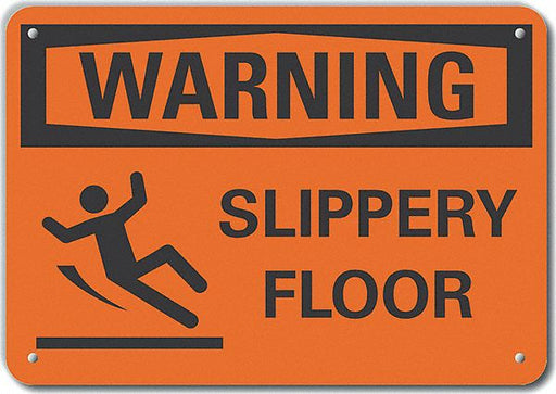 Alum Slippery Floor Warning Sign 7x10in
