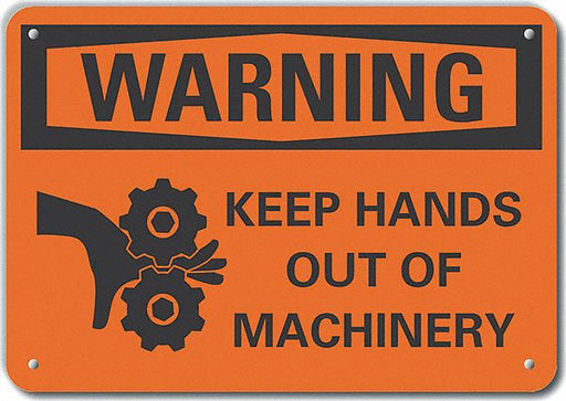 Alum Keep Hands Clear Warn Sign 7x10in