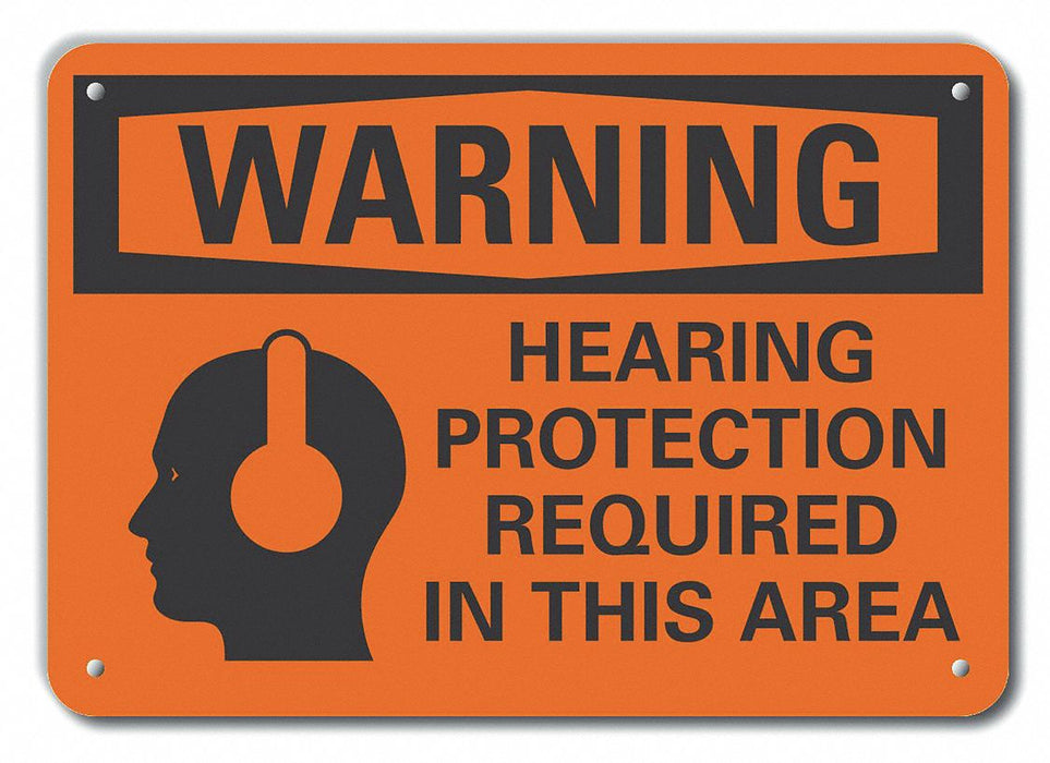 Alum Hearing Warning Sign 10x14in Alum