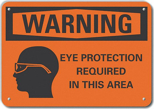 Alum Eye Warning Sign 7x10in Alum