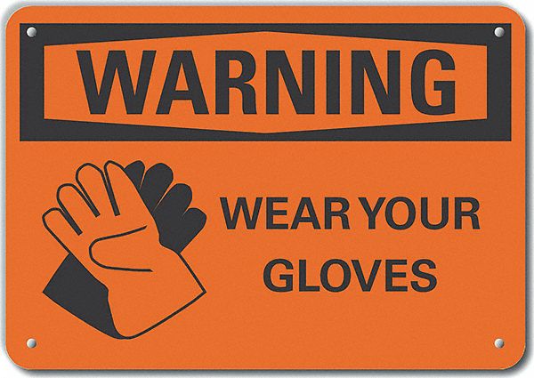Alum Hand Warning Sign 7x10in Alum