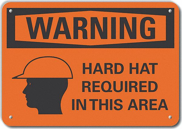 Rflctv Hard Hat Warn Sign 10x14in Alum