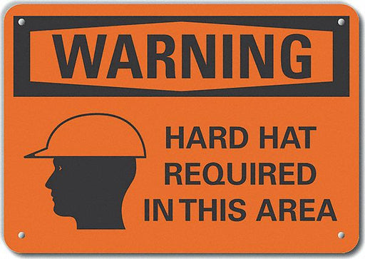 Alum Hard Hat Warning Sign 7x10in Alum