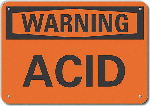 Alum Acid Warning Sign 7x10in Alum