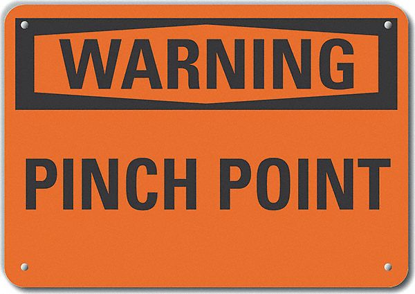 Pinch Point Warning Sign 7inx10in Plastc