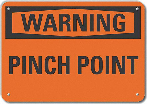 Alum Pinch Point Warning Sign 10x14in