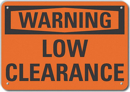 Alum Low Clearance Warning Sign 10x14in