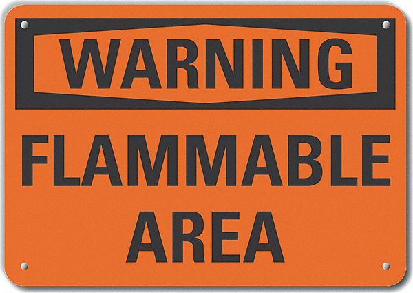 Alum Flammable Area Warning Sign 7x10in