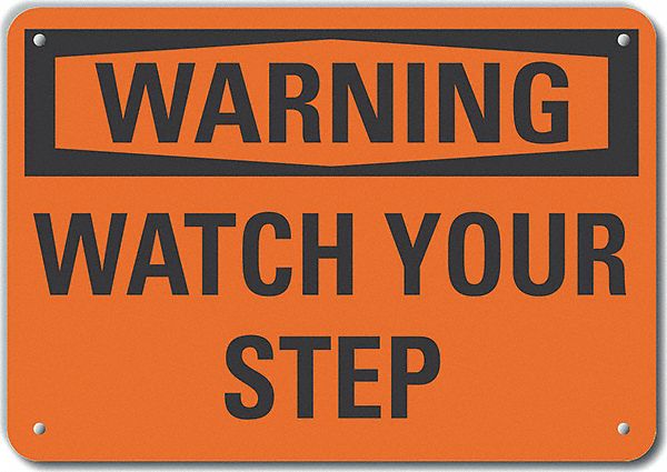 Plastic Steps Warning Sign 7x10in Plastc